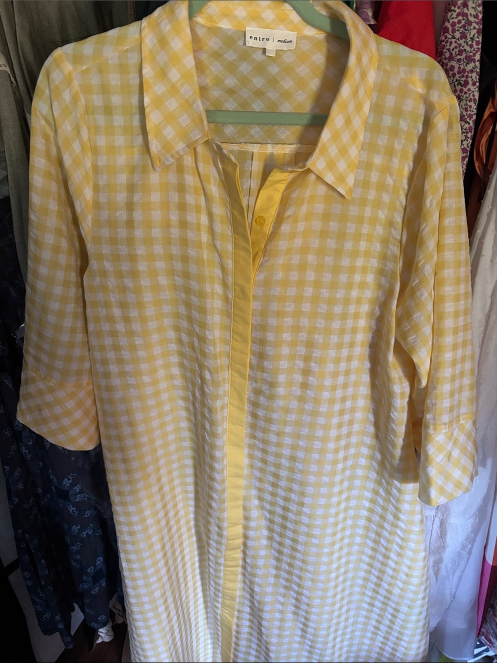 entro Yellow and White Gingham women’s maxi dress